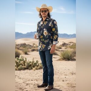 Guess Black Floral Shirt